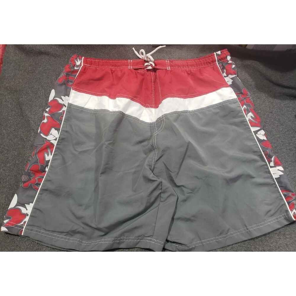 Urban Extreme Wave Gear Board Shorts Mens Size XL Stretch Waist Red Gray White